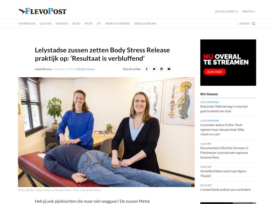 Body Stress Release Lelystad in de Flevopost